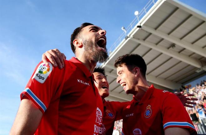 Borja Iglesias celebra un gol con el Espanyol.