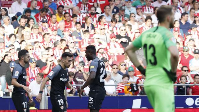El Sevilla celebra su gol ante el Atleti. (Foto: LaLiga).