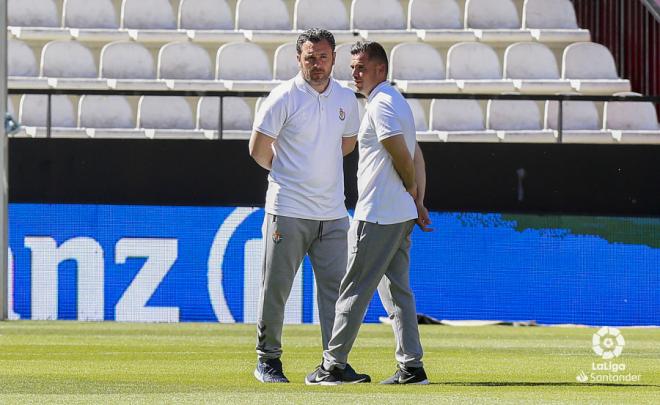Sergio González y Sergio Dorado, antes del partido en Vallecas.