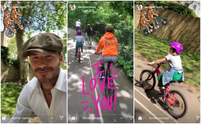 El entrañable paseo en bicicleta de la familia Beckham (Fotos: Instagram).