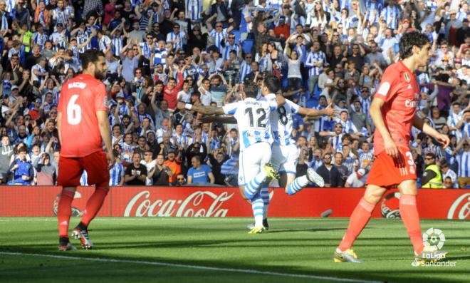 Mikel Merino celebra su gol ante el Real Madrid (Foto: LaLiga)