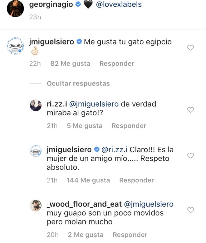 Mensaje del amigo de Cristiano Ronaldo en la foto de Georgina Rodríguez en Instagram.