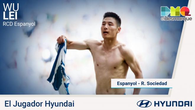 Wu Lei, jugador Hyundai del Espanyol-Real Sociedad.
