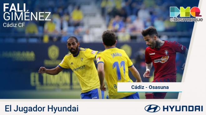 Fali Giménez, Jugador Hyundai del Cádiz-Osasuna.