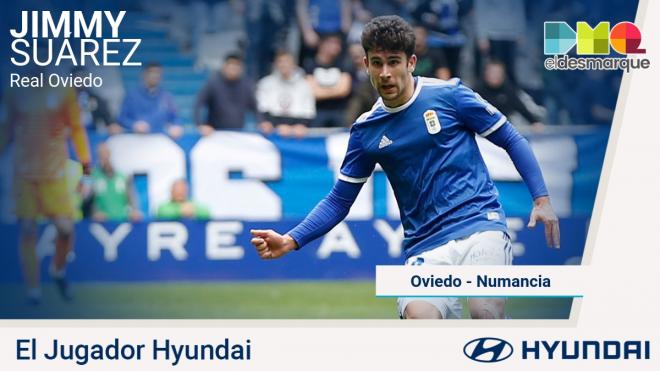 Jimmy, jugador Hyundai del Real Oviedo-Numancia.