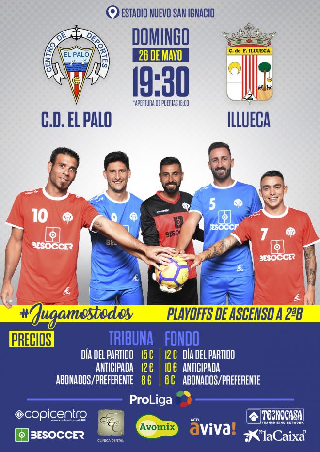 El cartel del partido entre El Palo y el Illueca.