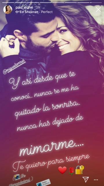 La declaración de amor de Paula Echevarría a Miguel Torres en su Instagram Stories.