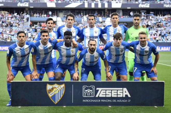 El once del Málaga ante el Zaragoza (Foto: Paco Rodríguez).