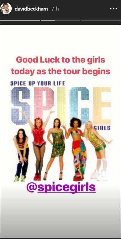 David Beckham muestra su apoyo a las Spice Girls en Instagram.