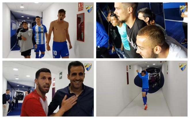 Cuatro momentos del vídeo subido por el Málaga CF.