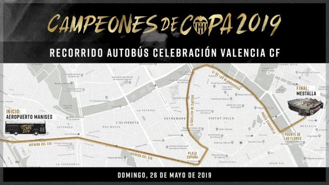 Itinerario de la celebración de la Copa del Centenario (Foto: Valencia CF).