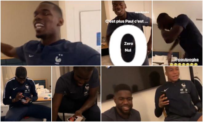 Varias escenas de la partida de carta de Pogba, Umtiti, Mbappé, Ben Yedder, NDombele y Thauvin (Fotos: Instagram).