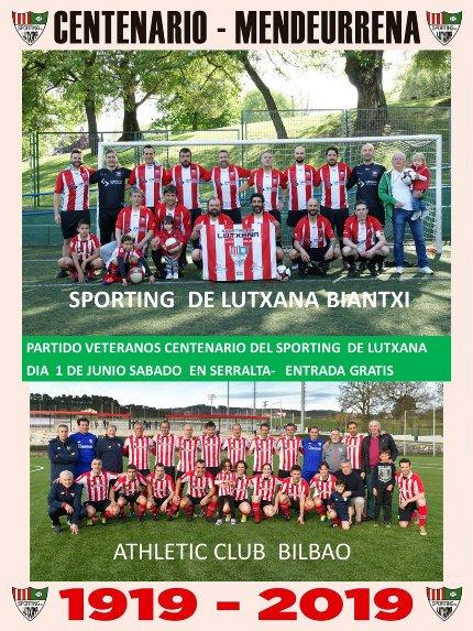Cartel del amistoso que enfrentará a los veteranos del Athletic Club con el Sporting de Lutxana en Serralta (Foto: @Sportin_Lutxana).