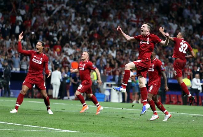 Los jugadores del Liverpool celebran la Champions League conquistada ante el Tottenham en Madrid.