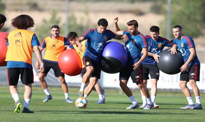 Borja Mayoral en un entrenamiento con la selección. (Foto: Sefutbol)