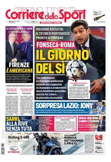 La portada de este miércoles del Corriere dello Sport en Roma.