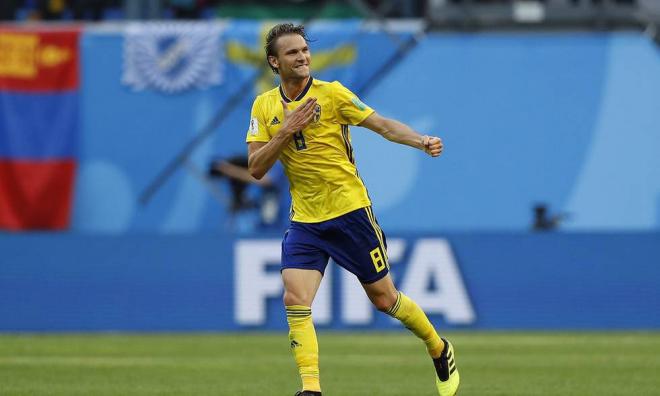 Albin Ekdal, centrocampista de Suecia, rival de España en la Eurocopa.