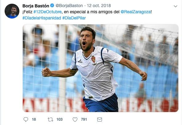 Borja Bastón felicita el día del pilar. (Fuente:Twitter).