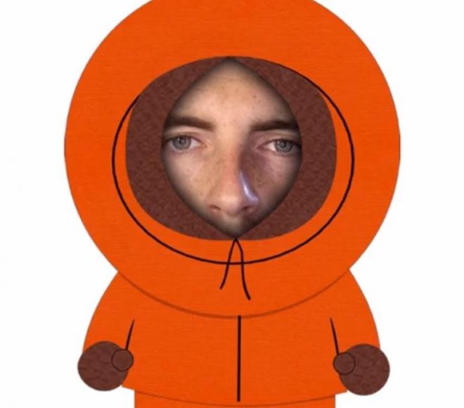 Jonjoe Kenny, disfrazado de Kenny el personaje de South Park.