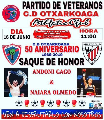 Cartel del amistoso del Otxarkoaga y los Veteranos del Athletic Club de este domingo en Ibarsusi (Foto: CD Otxarkoaga).