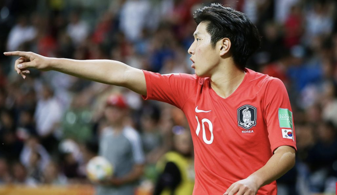 Kangin Lee con la selección de Corea del Sur.