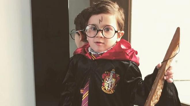 hijomessi.JMateo Messi, disfrazado de Harry Potter.PG