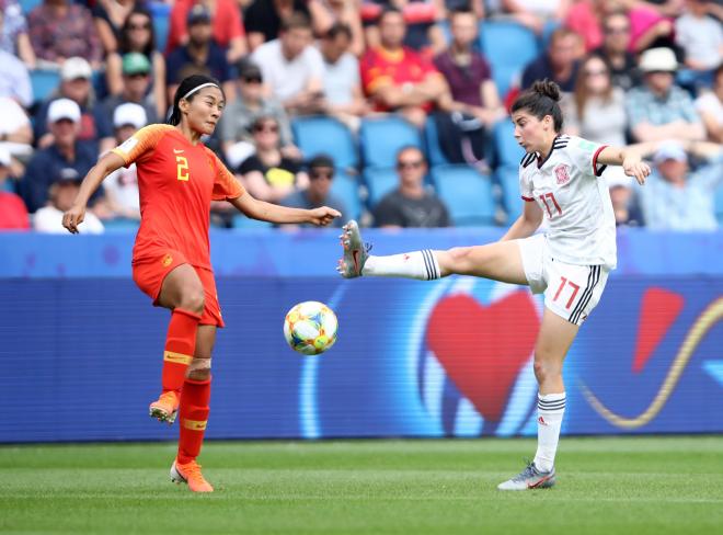La jugadora del Athletic Club Lucía García fue titular ante China en el Mundial de Francia.