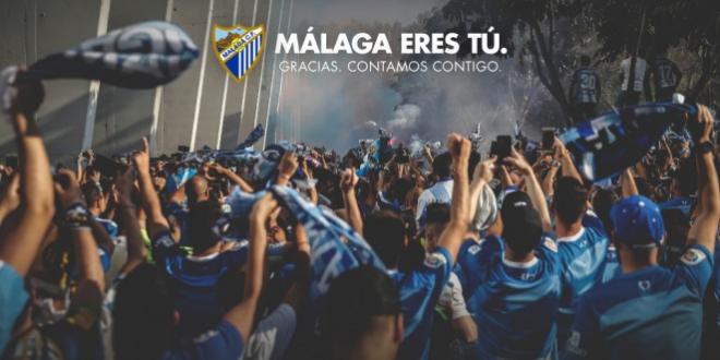 La creatividad del Málaga, donde se refleja el último recibimiento al equipo (Foto: Málaga CF).