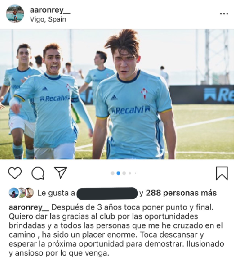 Despedida de Aarón Rey en Instagram (Foto: Instagram).