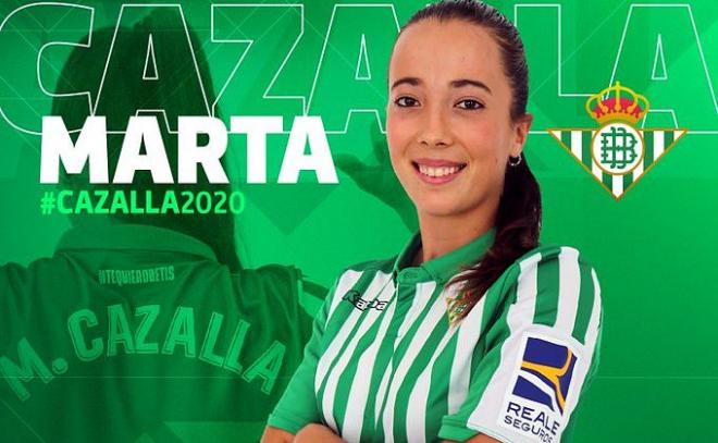 Imagen del anuncio del fichaje de Marta Cazalla por el Betis Féminas (foto: RBB).