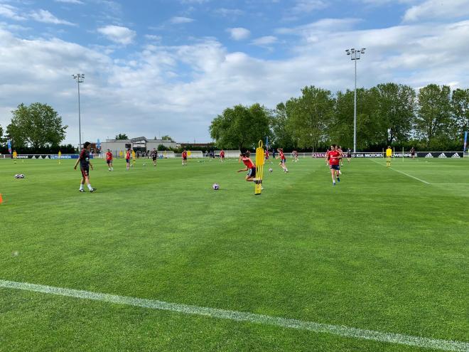 Entrenamiento de la selección en Reims.