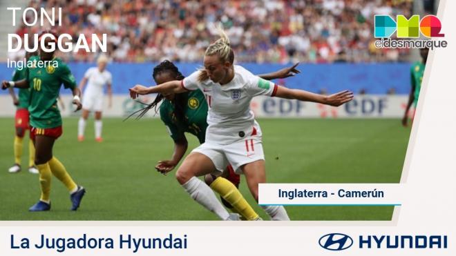 Toni Duggan, jugadora Hyundai del Inglaterra-Camerún.