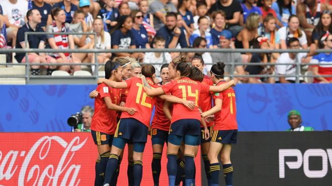 España celebra su gol ante Estados Unidos (Foto: FIFA).