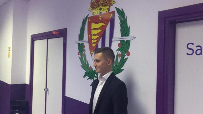 Jorge de Frutos, en su presentación como jugador del Real Valladolid