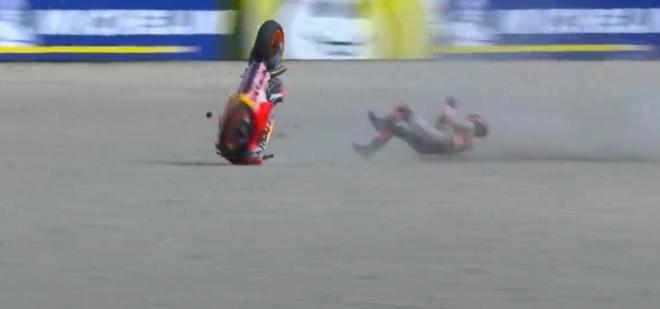 Caída de Lorenzo en el GP de Holanda.