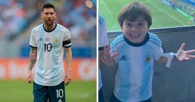 Leo Messi y su hijo Mateo.
