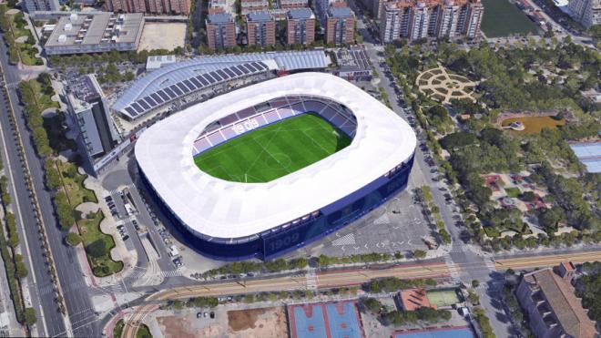 Proyecto de remodelación del estadio Ciutat de València, del Levante UD. (Foto: Levante UD)