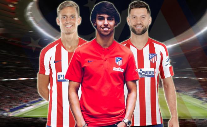 Marcos Llorente, João Félix y Felipe, nuevos jugadores del Atlético.