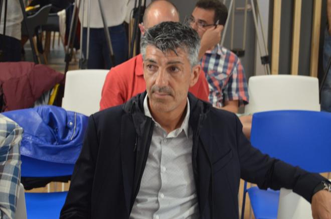 Imanol, en la sala de prensa de Anoeta en un partido anterior (Foto: Giovanni Batista).
