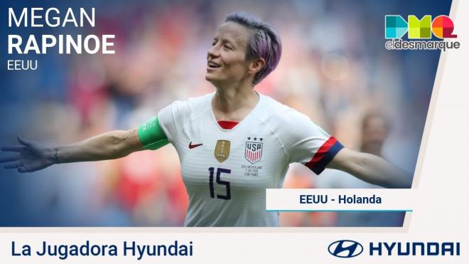 Rapinoe, jugadora Hyundai del EEUU-Holanda.