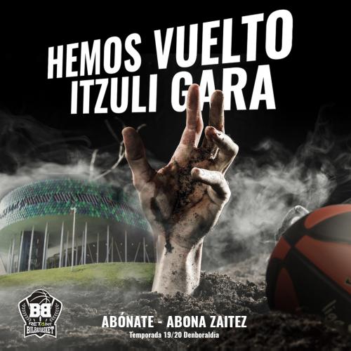 El divertido cartel de la campaña de abonos lanzada por Bilbao Basket para su regreso a la élite (Foto: Bilbao Basket).