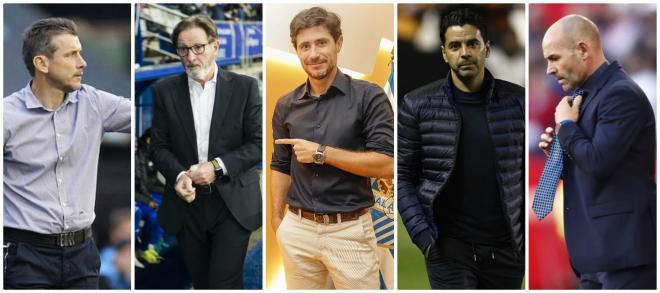 Unzué, Anquela, Víctor, Míchel y Paco Jémez, entrenadores de equipos de laLiga 1|2|3 en la temporada 2019/2020.