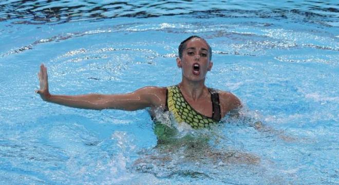 Ona Carbonell, durante un ejercicio en la piscina (Foto: EFE(.