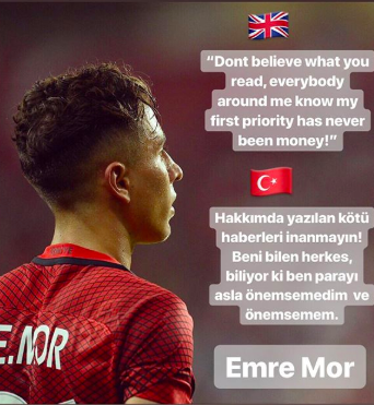 Mensaje de Emre Mor en su perfil de Instagram (Foto: @emre.mor9).