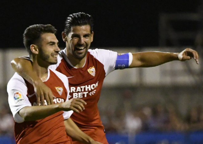 Nolito celebrando un gol ante el Reading (Foto: Sevilla FC).