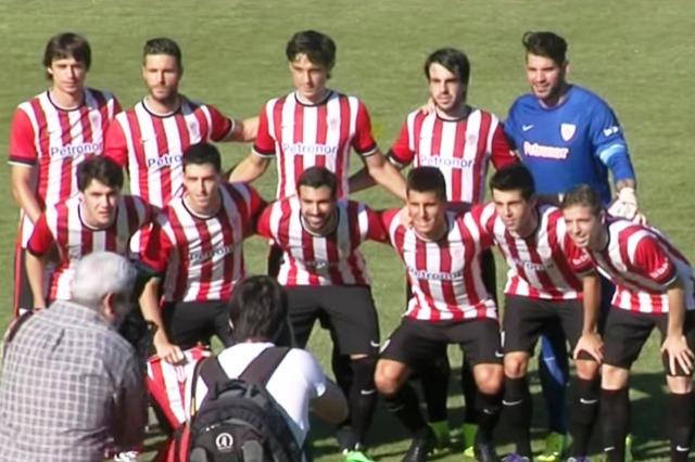 Herrerín, Balenziaga, Beñat y Muniain, únicos supervivientes del once que jugó en Fadura en 2014.