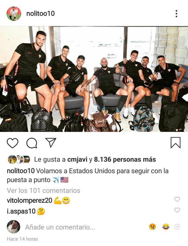 Captura de la publicación de Nolito en su Instagram (Foto: @nolitoo10).