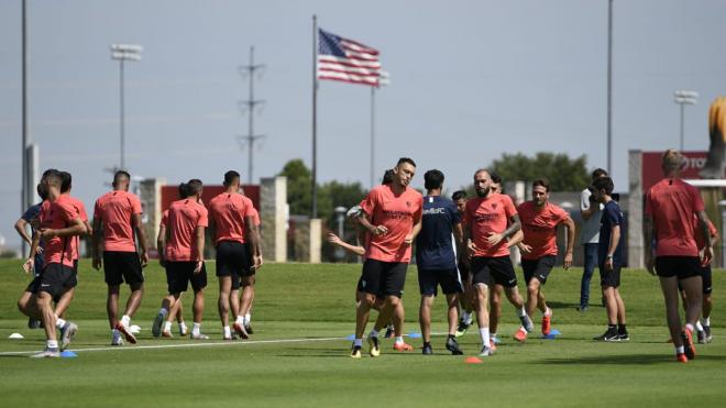 El Sevilla, en su primer entrenamiento en Estados Unidos (Foto: Sevilla FC).