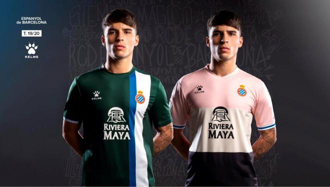Segunda y tercera camiseta del Espanyol para la 2019/20.