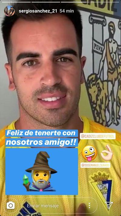 'Instagram Story' de Sergio Sánchez dando la bienvenida a Jurado.